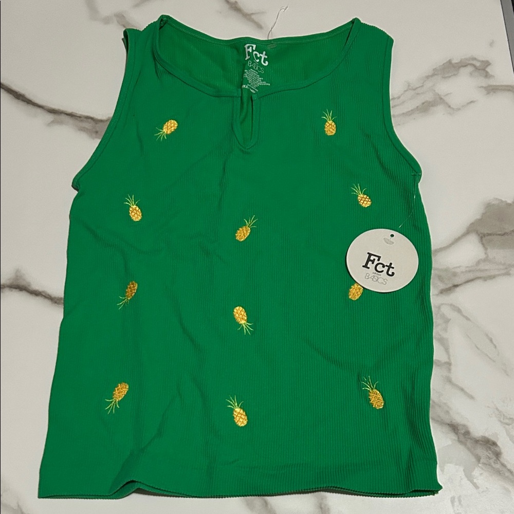 Fct Green Pineapple Patterned Tank Top